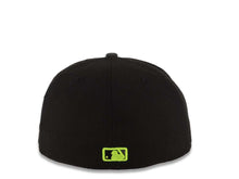 Load image into Gallery viewer, Atlanta Braves New Era MLB 59FIFTY 5950 Fitted Cap Hat Black Crown Dark Gray Visor Neon Yellow Logo