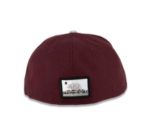 Load image into Gallery viewer, CALI CALIfornia New Era 59FIFTY 5950 Fitted Cap Hat Maroon Crown Gray Visor Gray/White/Black/Maroon California Flag Inside CALI Block Logo