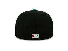 Load image into Gallery viewer, Cincinnati Reds New Era 59FIFTY 5950 Fitted Cap Hat Black Crown Teal Visor Magenta/White Logo