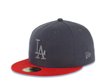 Load image into Gallery viewer, Los Angeles Dodgers New Era MLB 59FIFTY 5950 Fitted Cap Hat Dark Gray Crown Red Visor Gray Logo