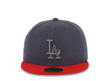 Load image into Gallery viewer, Los Angeles Dodgers New Era MLB 59FIFTY 5950 Fitted Cap Hat Dark Gray Crown Red Visor Gray Logo