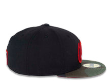 Load image into Gallery viewer, CALI CALIfornia New Era 59FIFTY 5950 Fitted Cap Hat Black Crown Camo Visor Red Old English Script Logo