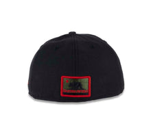 Load image into Gallery viewer, CALI CALIfornia New Era 59FIFTY 5950 Fitted Cap Hat Black Crown Camo Visor Red Old English Script Logo
