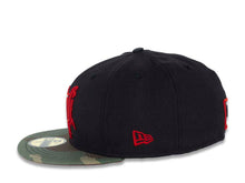 Load image into Gallery viewer, CALI CALIfornia New Era 59FIFTY 5950 Fitted Cap Hat Black Crown Camo Visor Red Old English Script Logo
