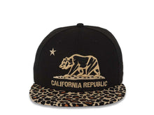 Load image into Gallery viewer, California Republic New Era 59FIFTY 5950 Fitted Cap Hat Black Crown Khaki/Black Leopard Print Visor Khaki/Black Logo
