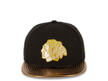 Load image into Gallery viewer, Chicago Blackhawks New Era NHL 59FIFTY 5950 Fitted Slither Cap Hat Black Crown Gold Visor Weat/Gold Logo