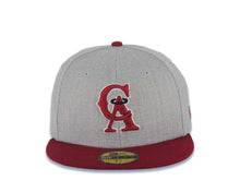 Load image into Gallery viewer, California Angels New Era MLB 59FIFTY 5950 Fitted Cap Hat Heather Gray Crown Cardinal Visor Cardinal/White/Black CA Logo
