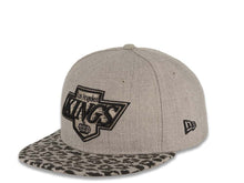 Load image into Gallery viewer, (Leopardvize) Los Angeles Kings New Era NHL 59FIFTY 5950 Fitted Cap Hat Heather Gray Crown Black/Gray Leopard Visor Team Color Logo