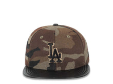 Load image into Gallery viewer, Los Angeles Dodgers New Era MLB 59FIFTY 5950 Fitted Cap Hat Camo Crown Black Leather Visor Black Logo (Wooly Camo)