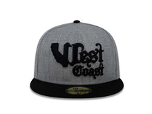Load image into Gallery viewer, West Coast New Era 59FIFTY 5950 Fitted Cap Hat Gray Heather Crown Black Visor Black Script Logo