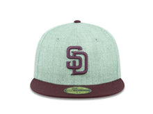 Load image into Gallery viewer, San Diego Padres New Era MLB 59FIFTY 5950 Fitted Cap Hat Heather Gray Crown Maroon Visor Maroon Logo