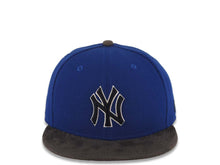 Load image into Gallery viewer, (Suede Visor) New York Yankees New Era MLB 59FIFTY 5950 Fitted Cap Hat Navy Crown Black Visor Black/White Logo