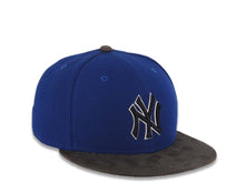Load image into Gallery viewer, (Suede Visor) New York Yankees New Era MLB 59FIFTY 5950 Fitted Cap Hat Navy Crown Black Visor Black/White Logo