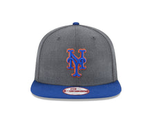 Load image into Gallery viewer, New York Mets New Era MLB 9FIFTY 950 Snapback Cap Hat Heather Dark Gray Crown Royal Blue Visor Royal Blue/Orange Logo