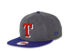Load image into Gallery viewer, Texas Rangers New Era 9FIFTY 950 Snapback Cap Hat Heather Dark Gray Crown Royal Blue Visor Team Color Red/White Logo
