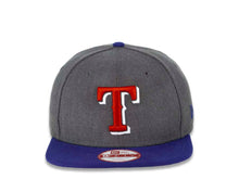 Load image into Gallery viewer, Texas Rangers New Era 9FIFTY 950 Snapback Cap Hat Heather Dark Gray Crown Royal Blue Visor Team Color Red/White Logo
