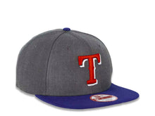 Load image into Gallery viewer, Texas Rangers New Era 9FIFTY 950 Snapback Cap Hat Heather Dark Gray Crown Royal Blue Visor Team Color Red/White Logo