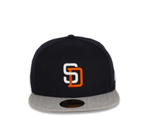 Load image into Gallery viewer, San Diego Padres New Era MLB 59FIFTY 5950 Fitted Cap Hat Navy Crown Heather Gray Visor White/Orange Logo