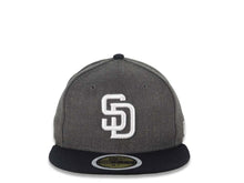 Load image into Gallery viewer, (Youth) San Diego Padres New Era MLB 59FIFTY 5950 Kid Fitted Cap Hat Heather Dark Gray Crown Dark Navy Blue Visor White Logo