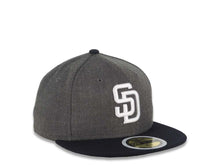 Load image into Gallery viewer, (Youth) San Diego Padres New Era MLB 59FIFTY 5950 Kid Fitted Cap Hat Heather Dark Gray Crown Dark Navy Blue Visor White Logo