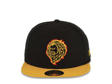 Load image into Gallery viewer, Leones Negros New Era 59FIFTY 5950 Fitted Cap Hat Black Crown Yellow Visor Yellow/Red Logo Red UV