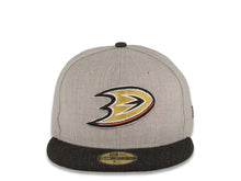 Load image into Gallery viewer, Anaheim Ducks New Era NHL 59FIFTY 5950 Fitted Cap Hat Heather Gray Crown Black Visor Team Color Logo