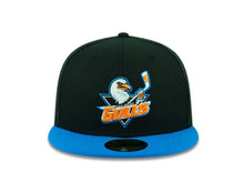 Load image into Gallery viewer, San Diego Gulls New Era AHL 59FIFTY 5950 Fitted Cap Hat Black Crown Blue Visor Team Color Logo