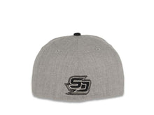 Load image into Gallery viewer, San Diego Gulls New Era 59FIFTY 5950 Fitted Cap Hat Heather Gray Crown Black Visor Black/White Logo