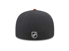 Load image into Gallery viewer, Ahaheim Ducks New Era NHL 59FIFTY 5950 Fitted Cap Hat Heather Dark Gray Crown Orange Visor Black/White Logo
