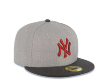 Load image into Gallery viewer, New York Yankees New Era MLB 59FIFTY 5950 Fitted Heather Cap Hat Gray Crown Dark Gray Visor Cardinal Logo