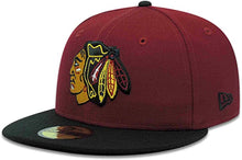 Load image into Gallery viewer, Chicago Blackhawks New Era NHL 59FIFTY 5950 Fitted Cap Hat Cardinal Crown Black Visor Team Color Logo