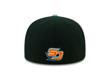Load image into Gallery viewer, San Diego Gulls New Era 59FIFTY 5950 Fitted Cap Hat Black Crown Blue Visor Team Color Logo