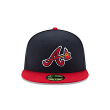 Load image into Gallery viewer, (Youth) Atlanta Braves New Era MLB 59FIFTY 5950 Fitted Cap Hat Navy Crown Red Visor Team Color Retro Axe Logo