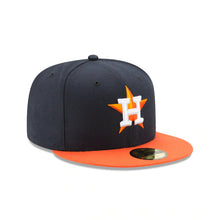 Load image into Gallery viewer, Houston Astros New Era MLB 59FIFTY 5950 Fitted Cap Hat Black Crown Orange Visor Team Color Logo