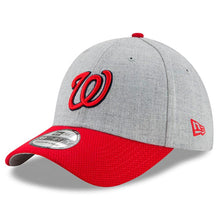 Load image into Gallery viewer, Washington Nationals New Era MLB 39THIRTY 3930 Flexfit Cap Hat Heather Gray Crown Diamond Era Red Visor Red/Navy Logo