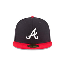 Load image into Gallery viewer, Atlanta Braves New Era MLB 59Fifty 5950 Fitted Cap Hat Team Color Navy Crown Red Visor White Logo 1995 World Series Side Patch Gray UV