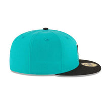 Load image into Gallery viewer, Florida Marlins New Era MLB 59Fifty 5950 Fitted Cap Hat Teal Crown Black Visor Team Color Logo 1997 World Series Side Patch Gray UV