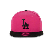 Load image into Gallery viewer, Los Angeles Dodgers New Era MLB 9FIFTY 950 Snapback Cap Hat Magenta Crown Black Visor Black Logo 50th Anniversary Side Patch Pink UV