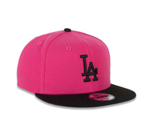 Load image into Gallery viewer, Los Angeles Dodgers New Era MLB 9FIFTY 950 Snapback Cap Hat Magenta Crown Black Visor Black Logo 50th Anniversary Side Patch Pink UV