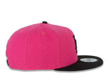 Load image into Gallery viewer, Los Angeles Dodgers New Era MLB 9FIFTY 950 Snapback Cap Hat Magenta Crown Black Visor Black Logo 50th Anniversary Side Patch Pink UV