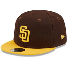 Load image into Gallery viewer, (Infant) San Diego Padres New Era MLB 9FIFTY 950 Snapback Cap Hat Dark Brown Crown Yellow Visor Yellow Logo (My 1st First)
