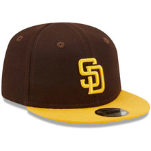 Load image into Gallery viewer, (Infant) San Diego Padres New Era MLB 9FIFTY 950 Snapback Cap Hat Dark Brown Crown Yellow Visor Yellow Logo (My 1st First)