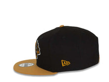 Load image into Gallery viewer, Atlanta Braves New Era MLB 9Fifty 950 Snapback Cap Hat Black Crown Wheat Visor Wheat/Black/White Logo with Tomahwak 2017 Inaugural Season Side Patch Gray UV