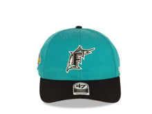 Load image into Gallery viewer, Florida Marlins '47 Brand MLB MVP Adjustable Snapback Closure Cap Hat Teal Crown Black Visor Team Color Logo 1997 World Series Side Patch Gray UV