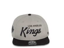 Load image into Gallery viewer, Los Angeles Kings '47 NHL Snapback Cap Hat Gray Crown Black Visor Black/White Script Retro Logo