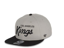 Load image into Gallery viewer, Los Angeles Kings '47 NHL Snapback Cap Hat Gray Crown Black Visor Black/White Script Retro Logo