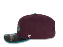 Load image into Gallery viewer, Ahaheim Mighty Ducks '47 NHL Snapback Cap Hat Maroon Crown Teal Visor Script Retro Logo