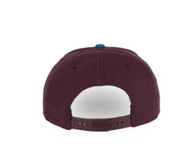 Load image into Gallery viewer, Ahaheim Mighty Ducks '47 NHL Snapback Cap Hat Maroon Crown Teal Visor Script Retro Logo