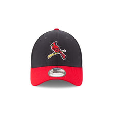 Load image into Gallery viewer, New Era 39THIRTY 3930 Flexfit Cap Hat Navy Crown Red Visor Team Color "Bird" Logo