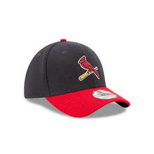 Load image into Gallery viewer, New Era 39THIRTY 3930 Flexfit Cap Hat Navy Crown Red Visor Team Color "Bird" Logo